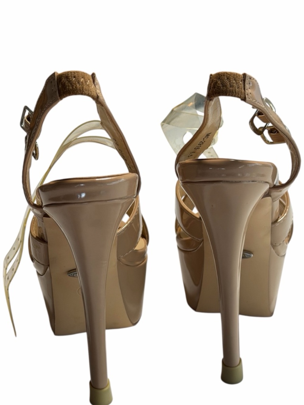 Marc Defang Pageant Heels Nude Platform Clear Straps 5” Competition Shoes 6.5 - Picture 5 of 11